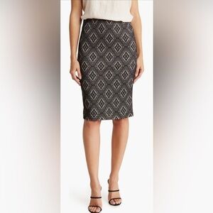 Renee C Black and Tan Geo Print Pencil Skirt size XS